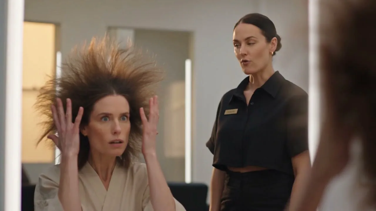 Marisa reading a client’s hair at the mirror before anything is booked